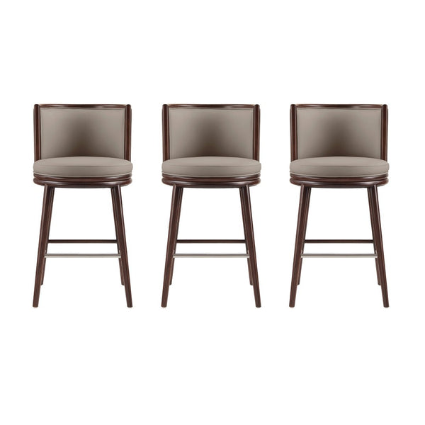 Manhattan Comfort Evalyn Elegant Chenille Barstool Set With Beech Wood Legs - Perfect For Modern Home Decor And Comfort Taupe Beech Wood 3-bs024-tp