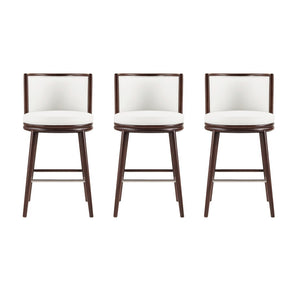 Manhattan Comfort Evalyn Elegant Chenille Barstool Set With Beech Wood Legs - Perfect For Modern Home Decor And Comfort White Beech Wood 3-bs024-wh