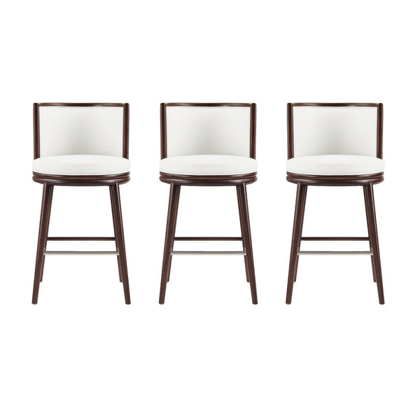 Manhattan Comfort Evalyn Elegant Chenille Barstool Set With Beech Wood Legs - Perfect For Modern Home Decor And Comfort White Beech Wood 3-bs024-wh