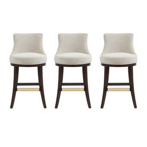 Manhattan Comfort Lucia Chenille Barstool Set Of 3 With Beech Wood Legs – Stylish Comfort For Any Space Natural Beech Wood 3-bs025-na