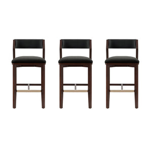 Manhattan Comfort Patricia Velvet Barstool Set Of 3 - Luxurious Comfort With Beech Wood Legs And Glamorous Design Black Beech Wood 3-bs026-bk