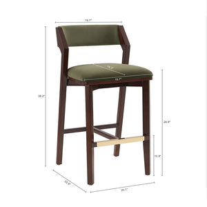 Manhattan Comfort Patricia Velvet Barstool Set Of 3 - Luxurious Comfort With Beech Wood Legs And Glamorous Design Turtle Green Beech Wood 3-bs026-gr