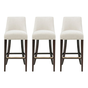 Manhattan Comfort Beever Chenille Barstool With Rubberwood Legs - Elegant Comfort For Your Kitchen Or Bar Space Cream Rubberwood 3-bs027-cr