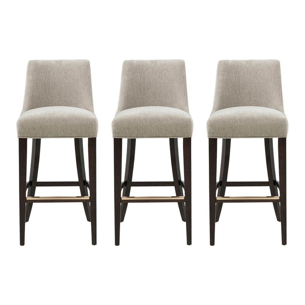 Manhattan Comfort Beever Chenille Barstool With Rubberwood Legs - Elegant Comfort For Your Kitchen Or Bar Space Taupe Rubberwood 3-bs027-tp