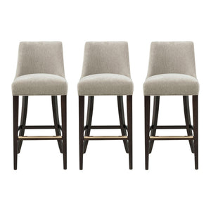 Manhattan Comfort Beever Chenille Barstool With Rubberwood Legs - Elegant Comfort For Your Kitchen Or Bar Space Taupe Rubberwood 3-bs027-tp