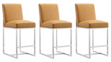 Manhattan Comfort Element Mid-Century Modern Counter Stool (Set of 3) Camel and Polished Chrome 3-CS003-CL