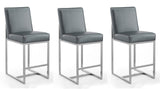 Manhattan Comfort Element Mid-Century Modern Counter Stool (Set of 3) Graphite and Polished Chrome 3-CS003-GP