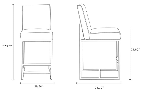 Manhattan Comfort Element Mid-Century Modern Counter Stool (Set of 3) Pearl White and Polished Chrome 3-CS003-PW