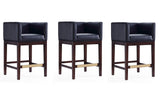 Manhattan Comfort Kingsley Mid-Century Modern Counter Stool (Set of 3) Black and Dark Walnut 3-CS005-BK