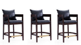 Manhattan Comfort Ritz Mid-Century Modern Counter Stool (Set of 3) Black and Dark Walnut 3-CS006-BK