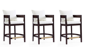 Manhattan Comfort Ritz Mid-Century Modern Counter Stool (Set of 3) Ivory and Dark Walnut 3-CS006-IV