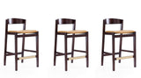 Manhattan Comfort Klismos Mid-Century Modern Counter Stool (Set of 3) Camel and Dark Walnut 3-CS007-CL