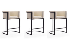 Manhattan Comfort Cosmopolitan Mid-Century Modern Counter Stool (Set of 3) Cream and Black 3-CS008-CR