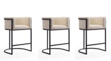 Manhattan Comfort Cosmopolitan Mid-Century Modern Counter Stool (Set of 3) Cream and Black 3-CS008-CR