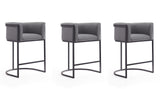 Manhattan Comfort Cosmopolitan Mid-Century Modern Counter Stool (Set of 3) Grey and Black 3-CS008-GY