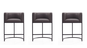 Manhattan Comfort Cosmopolitan Mid-Century Modern Counter Stool (Set of 3) Pebble and Black 3-CS008-PE