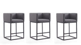 Manhattan Comfort Embassy Mid-Century Modern Counter Stool (Set of 3) Grey and Black 3-CS011-GY