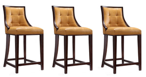 Manhattan Comfort Fifth Avenue Mid-Century Modern Counter Stool (Set of 3) Camel and Dark Walnut 3-CS012-CL