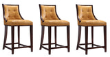 Manhattan Comfort Fifth Avenue Mid-Century Modern Counter Stool (Set of 3) Camel and Dark Walnut 3-CS012-CL