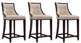 Manhattan Comfort Fifth Avenue Traditional Counter Stool (Set of 3) Cream and Dark Walnut 3-CS012-CR