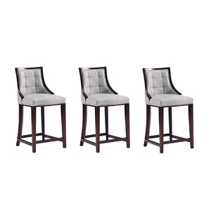 Manhattan Comfort Fifth Avenue Mid-Century Modern Counter Stool (Set of 3) Light Grey 3-CS012-LG