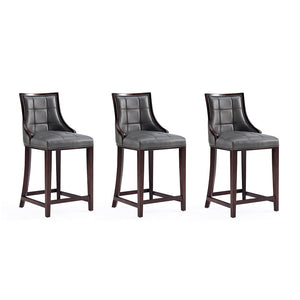 Manhattan Comfort Fifth Avenue Traditional Counter Stool (Set of 3) Pebble Grey 3-CS012-PE