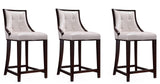 Manhattan Comfort Fifth Avenue Traditional Counter Stool (Set of 3) Pearl White and Walnut 3-CS012-PW