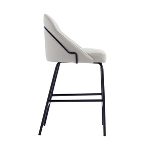 Manhattan Comfort Gracie Leatherette Counter Stools With Steel Legs For Elegant Dining Spaces – Timeless Design Stone And Black Steel 3-cs019-bst