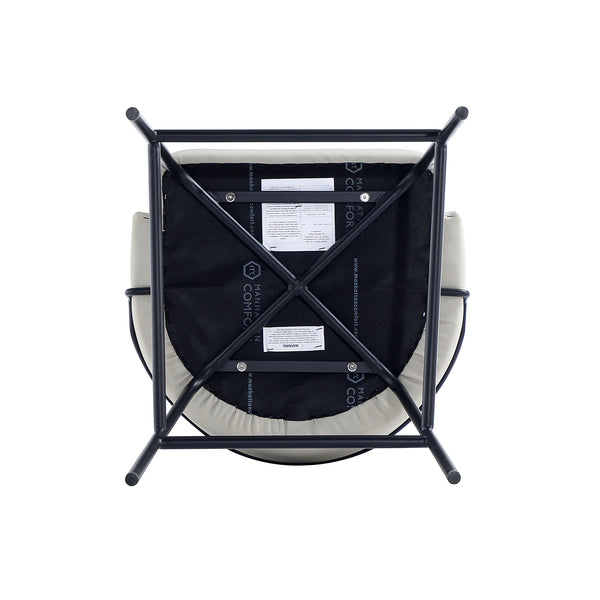 Manhattan Comfort Gracie Leatherette Counter Stools With Steel Legs For Elegant Dining Spaces – Timeless Design Stone And Black Steel 3-cs019-bst