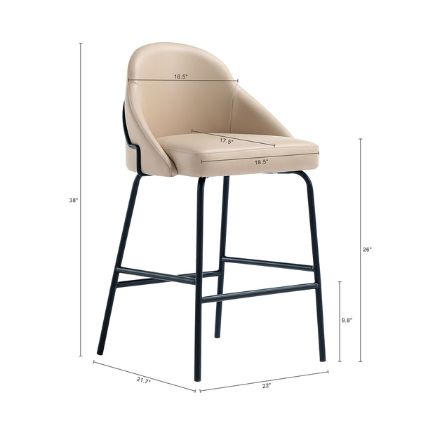 Manhattan Comfort Gracie Leatherette Counter Stools With Steel Legs For Elegant Dining Spaces – Timeless Design Tan And Black Steel 3-cs019-btn