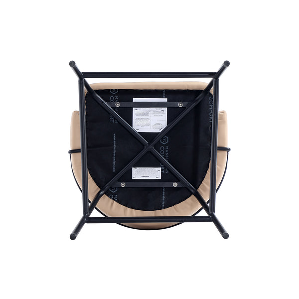 Manhattan Comfort Gracie Leatherette Counter Stools With Steel Legs For Elegant Dining Spaces – Timeless Design Tan And Black Steel 3-cs019-btn