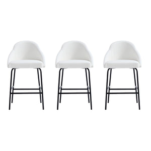 Manhattan Comfort Gracie Leatherette Counter Stools With Steel Legs For Elegant Dining Spaces – Timeless Design White And Black Steel 3-cs019-bwh
