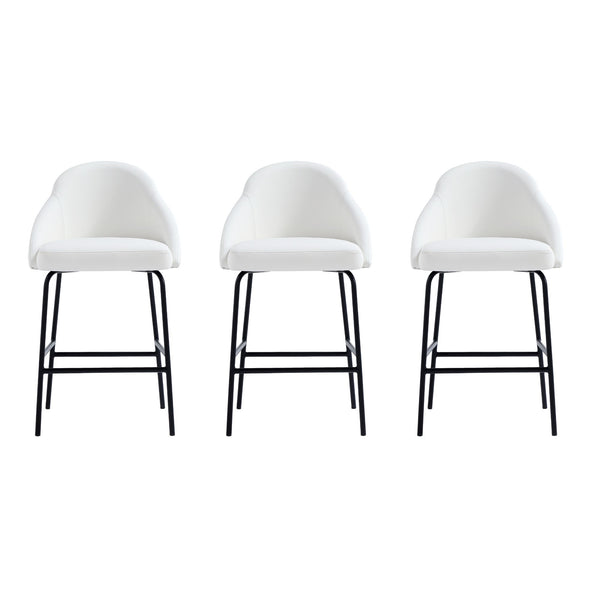 Manhattan Comfort Gracie Leatherette Counter Stools With Steel Legs For Elegant Dining Spaces – Timeless Design White And Black Steel 3-cs019-bwh