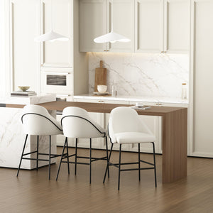 Manhattan Comfort Gracie Leatherette Counter Stools With Steel Legs For Elegant Dining Spaces – Timeless Design White And Black Steel 3-cs019-bwh