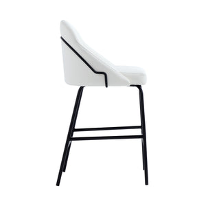Manhattan Comfort Gracie Leatherette Counter Stools With Steel Legs For Elegant Dining Spaces – Timeless Design White And Black Steel 3-cs019-bwh