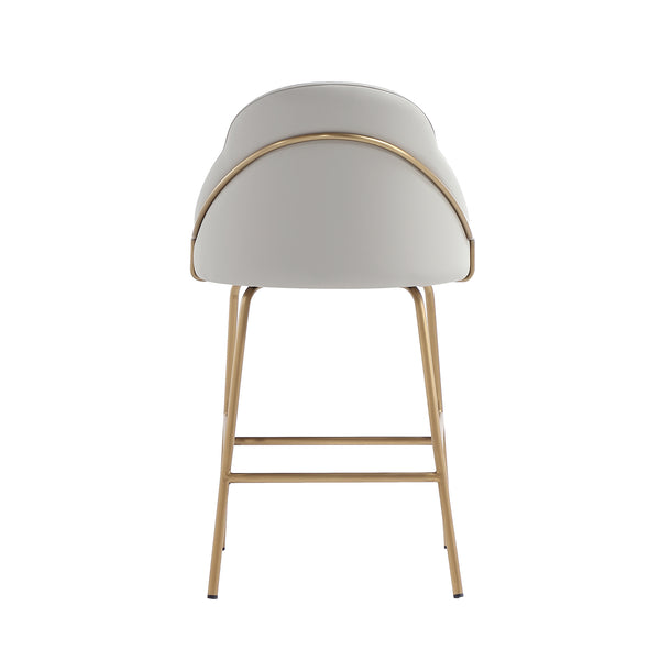 Manhattan Comfort Gracie Leatherette Counter Stools With Steel Legs For Elegant Dining Spaces – Timeless Design Stone And Gold Steel 3-cs019-gst