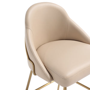 Manhattan Comfort Gracie Leatherette Counter Stools With Steel Legs For Elegant Dining Spaces – Timeless Design Tan And Gold Steel 3-cs019-gtn