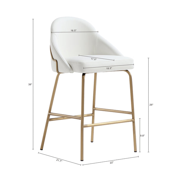 Manhattan Comfort Gracie Leatherette Counter Stools With Steel Legs For Elegant Dining Spaces – Timeless Design White And Gold Steel 3-cs019-gwh