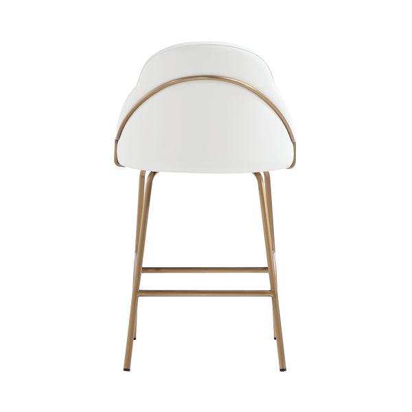 Manhattan Comfort Gracie Leatherette Counter Stools With Steel Legs For Elegant Dining Spaces – Timeless Design White And Gold Steel 3-cs019-gwh