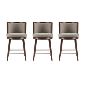 Manhattan Comfort Evalyn Elegant Textured Chenille Counter Stool Set Of 3 With Luxurious Beech Wood Legs For Style Dove Beech Wood 3-cs021-do