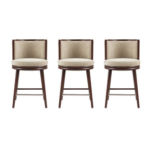Manhattan Comfort Evalyn Elegant Textured Chenille Counter Stool Set Of 3 With Luxurious Beech Wood Legs For Style Natural Beech Wood 3-cs021-na