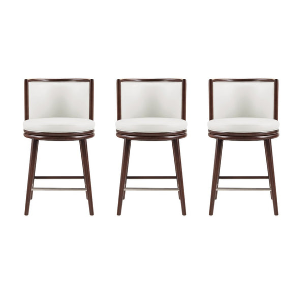 Manhattan Comfort Evalyn Elegant Textured Chenille Counter Stool Set Of 3 With Luxurious Beech Wood Legs For Style White Beech Wood 3-cs021-wh