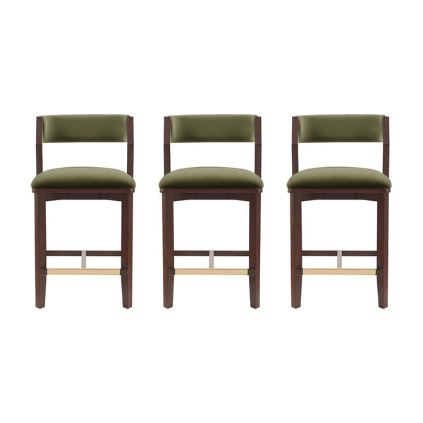 Manhattan Comfort Patricia Velvet Counter Stool With Elegant Beech Wood Legs - Luxurious Comfort For Your Home Turtle Green Beech Wood 3-cs023-gr