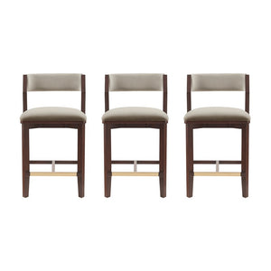 Manhattan Comfort Patricia Velvet Counter Stool With Elegant Beech Wood Legs - Luxurious Comfort For Your Home Linen Beech Wood 3-cs023-ln