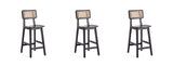 Manhattan Comfort Versailles Industry Chic Counter Stool - Set of 3 Black and Natural Cane 3-CSCA01-BK