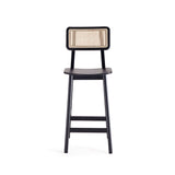 Manhattan Comfort Versailles Industry Chic Counter Stool - Set of 3 Black and Natural Cane 3-CSCA01-BK