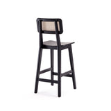Manhattan Comfort Versailles Industry Chic Counter Stool - Set of 3 Black and Natural Cane 3-CSCA01-BK
