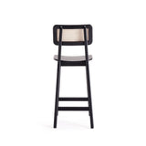 Manhattan Comfort Versailles Industry Chic Counter Stool - Set of 3 Black and Natural Cane 3-CSCA01-BK