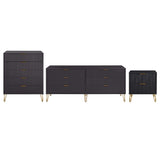 3-Piece DUMBO  5-Drawer Tall Dresser,  DUMBO 6-Drawer Double Low Dresser, and DUMBO Nightstand 2.0 in Black 3-DB07-BK Manhattan Comfort