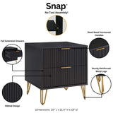 3-Piece DUMBO  5-Drawer Tall Dresser,  DUMBO 6-Drawer Double Low Dresser, and DUMBO Nightstand 2.0 in Black 3-DB07-BK Manhattan Comfort